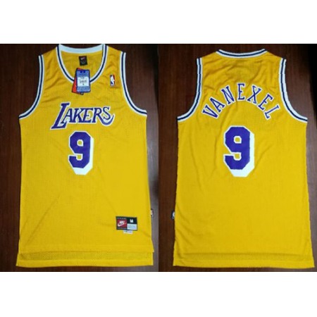 Mitchell And Ness Lakers #9 Nick Van Exel Yellow Throwback Stitched NBA Jersey
