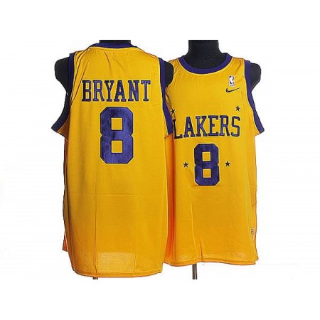 Mitchell and Ness Lakers #8 Kobe Bryant Stitched Yellow Throwback NBA Jersey
