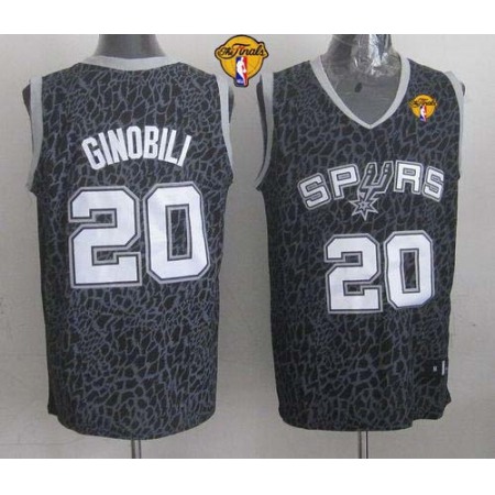 Spurs #20 Manu Ginobili Black Crazy Light Finals Patch Stitched NBA Jersey