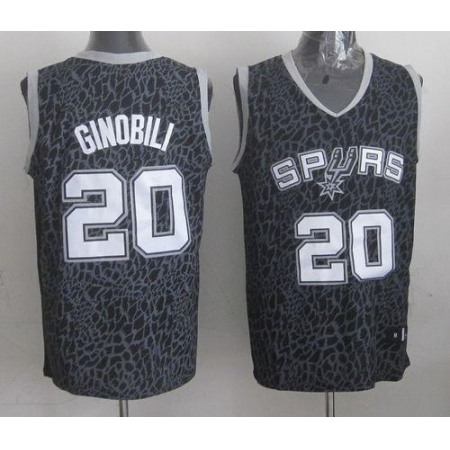 Spurs #20 Manu Ginobili Black Crazy Light Stitched NBA Jersey