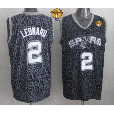 Spurs #2 Kawhi Leonard Black Crazy Light Finals Patch Stitched NBA Jersey