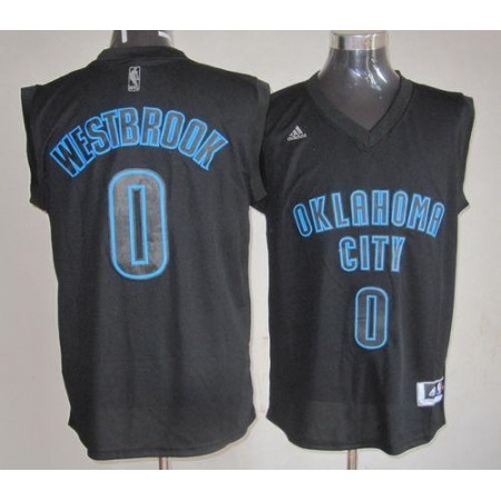 Thunder #0 Russell Westbrook Black on Black Stitched NBA Jersey