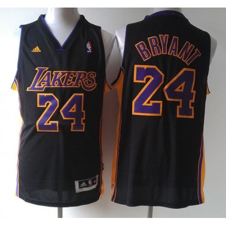 Lakers #24 Kobe Bryant Black Purple Number Hollywood Nights Stitched NBA Jersey