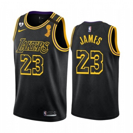 Men's Los Angeles Lakers #23 LeBron James 2020 Black NBA Finals Champions With Gigi Patch Mamba Stitched Jersey