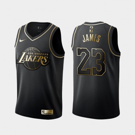 Men's Los Angeles Lakers #23 LeBron James Black 2019 Golden Edition Stitched NBA Jersey