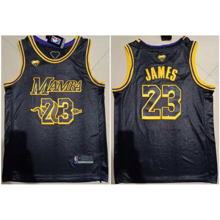 Men's Los Angeles Lakers #23 LeBron James Black 'Mamba' Stitched Jersey