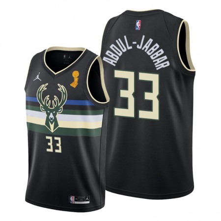 Men's Milwaukee Bucks #33 Kareem Abdul-Jabbar 2021 Black Finals Champions Stitched Basketball Jersey