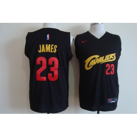 Men's Nike Cleveland Cavaliers #23 LeBron James Black and Red Stitched NBA Jersey