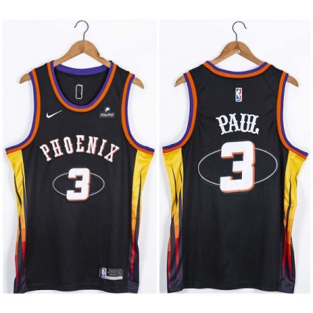 Men's Phoenix Suns #3 Chris Paul Black 75th Anniversary Stitched Jersey