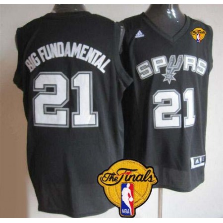 Spurs #21 Tim Duncan Black Big Fundamental Finals Patch Stitched NBA Jersey