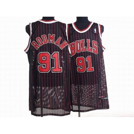 Bulls #91 Dennis Rodman Stitched Black NBA Jersey