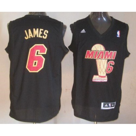 Heat #6 LeBron James Black 2013 NBA Finals Champions Stitched NBA Jersey