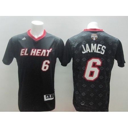 Heat #6 LeBron James Black New Latin Nights Stitched NBA Jersey