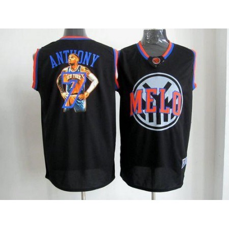 Knicks #7 Carmelo Anthony Black Notorious Stitched NBA Jersey