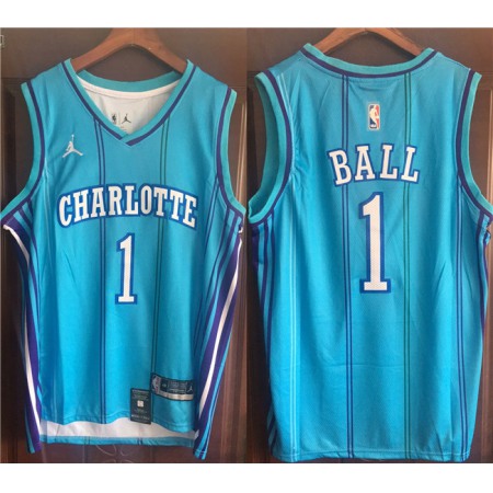 Men's Charlotte Hornets #1 LaMelo Ball Blue Stitched Basketball Jersey