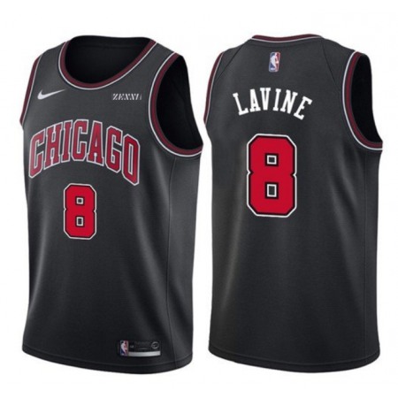Men's Chicago Bulls #8 Zach LaVine Black Stitched Basketball Jersey