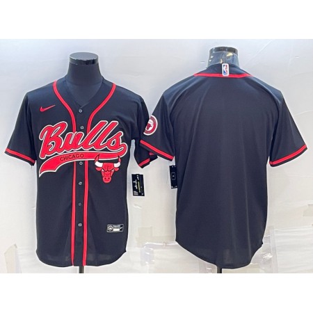 Men's Chicago Bulls Blank Black Cool Base Stitched Baseball Jersey