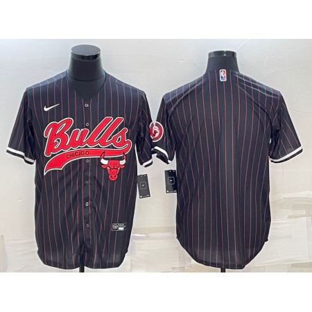 Men's Chicago Bulls Blank Black Cool Base Stitched Baseball Jersey