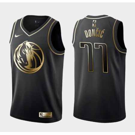 Men's Dallas Mavericks #77 Luka Doncic Black 2019 Golden Edition Stitched NBA Jersey