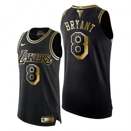 Men's Los Angeles Lakers #8 Kobe Bryant Black Gold Stitched NBA Jersey