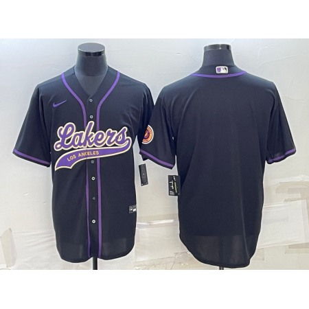 Men's Los Angeles Lakers Blank Black Cool Base Stitched Baseball Jersey