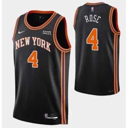Men's New Yok Knicks #4 Derrick Rose 2021/2022 75th Anniversary Black Stitched Jersey