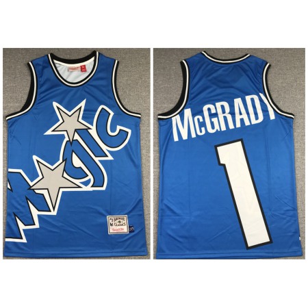 Men's Orlando Magic #1 Tracy McGrady Blue Big Face Stitched Jersey