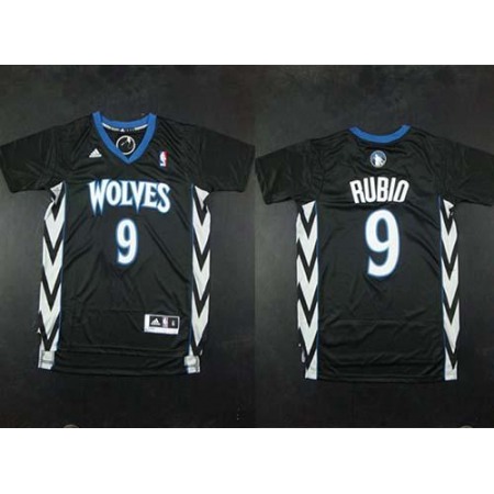 Timberwolves #9 Ricky Rubio Black Alternate Stitched NBA Jersey