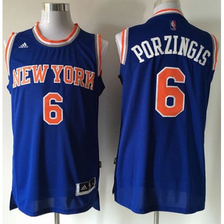 Knicks #6 Kristaps Porzingis Blue Stitched NBA Jersey