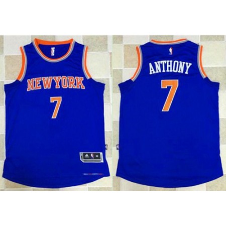 Knicks #7 Carmelo Anthony Blue Revolution 30 Stitched NBA Jersey