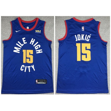 Men's Denver Nuggets #15 Nikola Jokic Blue Stitched Jersey