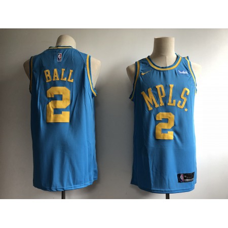 Men's Los Angeles Lakers #2 Lonzo Ball Blue MPLS Wish Stitched NBA Jersey