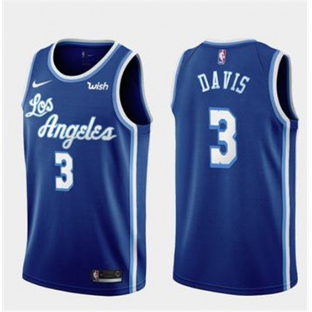 Men's Los Angeles Lakers #3 Anthony Davis Blue Stitched NBA Jersey