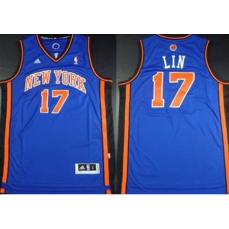 Men's New York Knicks #17 Jeremy Lin Blue Stitched Jersey