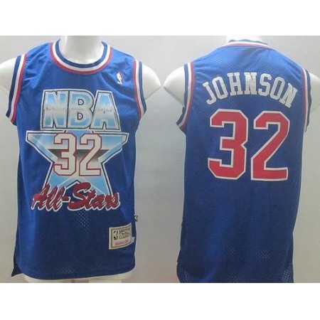 Mitchell And Ness Lakers #32 Magic Johnson Blue 1993 All Star Stitched NBA Jersey