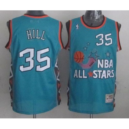 Mitchell And Ness Pistons #35 Grant Hill Light Blue 1996 All star Stitched NBA Jersey