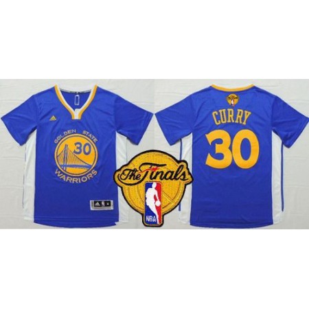 Warriors #30 Stephen Curry Blue Short Sleeve The Finals Patch Stitched NBA Jersey