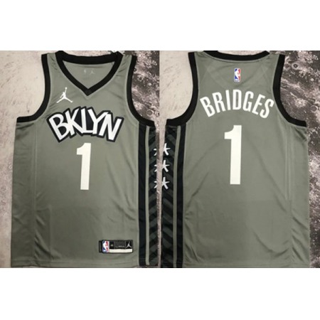 Men's Brooklyn Nets #1 Mikal Bridges Gray Stitched Basketball Jersey