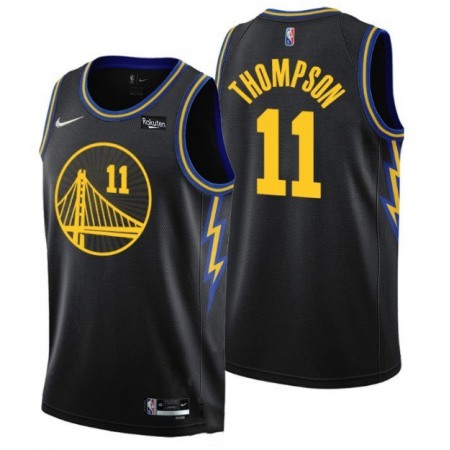 Men's Golden State Warriors #11 Klay Thompson 75th Anniversary Black Stitched Basketball Jersey