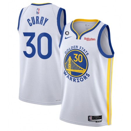 Men's Golden State Warriors #30 Stephen Curry White With No.6 Patch Stitched Jersey