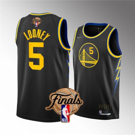 Men's Golden State Warriors #5 Kevon Looney 2022 Black NBA Finals Stitched Jersey