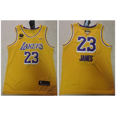 Men's Los Angeles Lakers #23 LeBron James 2020 Gold Finals Bound With KB Patch Stitched Jersey