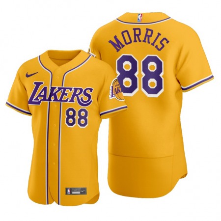 Men's Los Angeles Lakers #88 Markieff Morris 2020 Gold NBA X MLB Crossover Edition Stitched Jersey