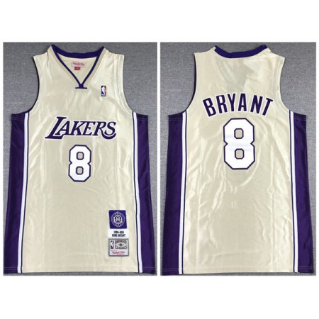 Men's Los Angeles Lakers #8 Kobe Bryant Cream Stitched Jersey