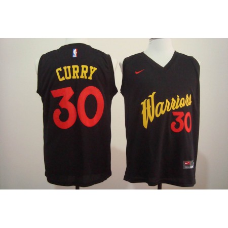 Men's Nike Golden State Warriors #30 Stephen Curry Black and Red Stitched NBA Jersey