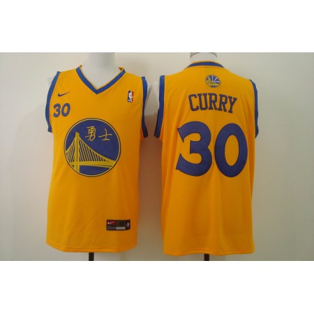 Men's Nike Golden State Warriors #30 Stephen Curry Chinese Yellow Authentic Stitched NBA Jersey