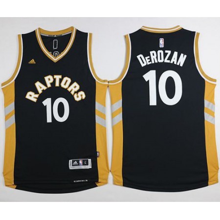 Raptors #10 DeMar DeRozan Black/Gold Stitched NBA Jersey