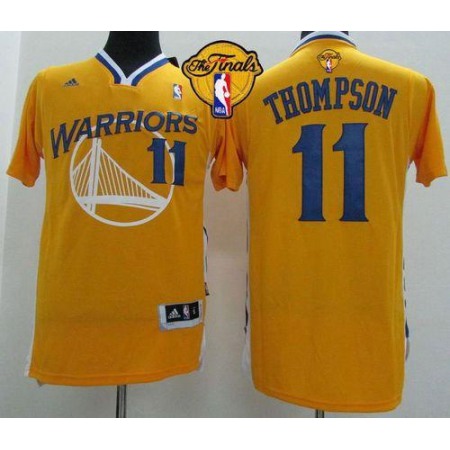 Revolution 30 Warriors #11 Klay Thompson Gold Alternate The Finals Patch Stitched NBA Jersey