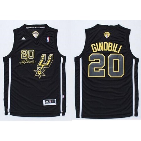 Spurs #20 Manu Ginobili Black(Gold No.) Champions Stitched NBA Jersey