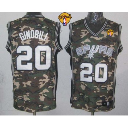 Spurs #20 Manu Ginobili Camo Stealth Collection Finals Patch Stitched NBA Jersey